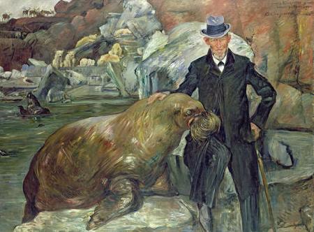 Lovis Corinth Portrat Carl Hagenbeck mit dem Walrob Pallas